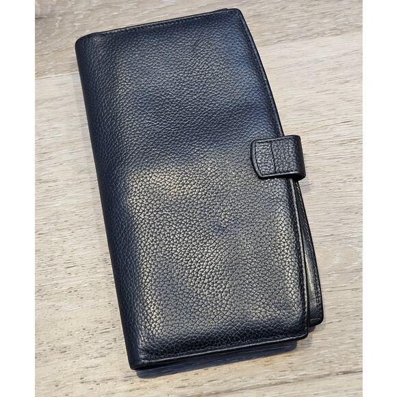 Vintage Coach Black Pebbled Leather Bi-Fold Envelope Wallet Minimalist Basic - Picture 7 of 10